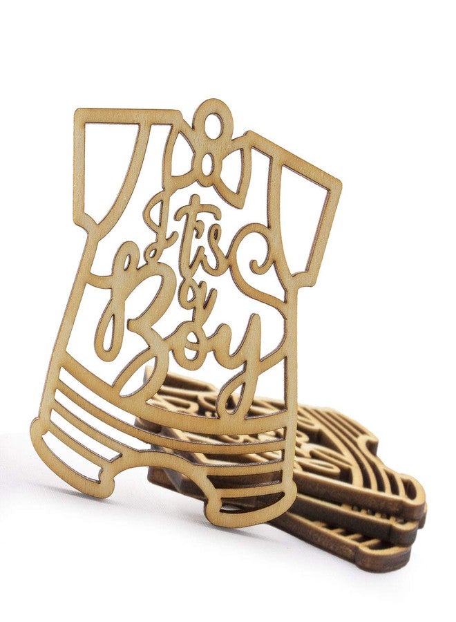 Summer-Ray.com Summer-Ray 50 Wooden Baby Shower Favor Gift Tags Thank You Tags (It's a Boy) - Image 1